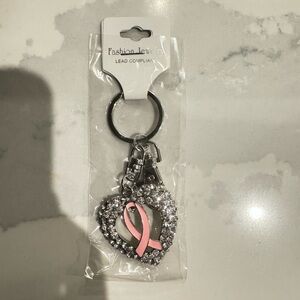 Fashion Jewelry Silver Heart Keychain with Pink Accent